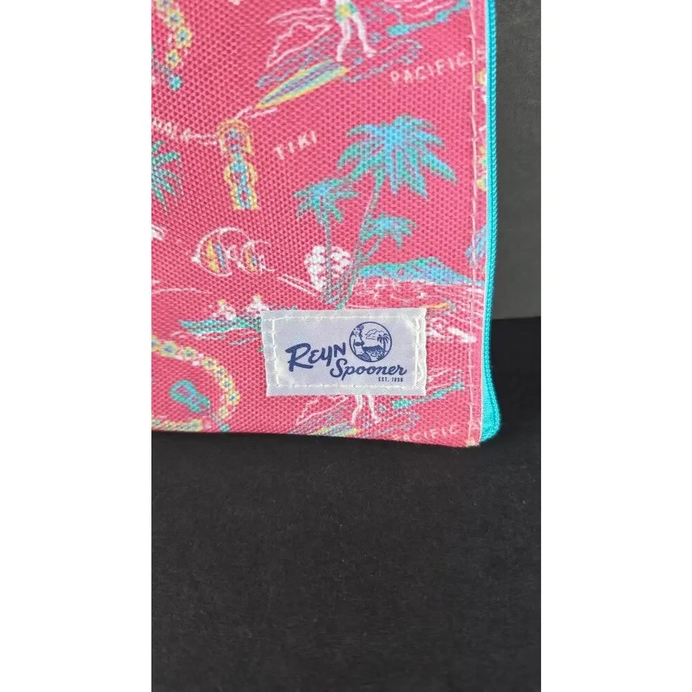 United Airlines Reyn Spooner Pink Hawaiian Zip Travel Pouch Cosmetic Bag Formia